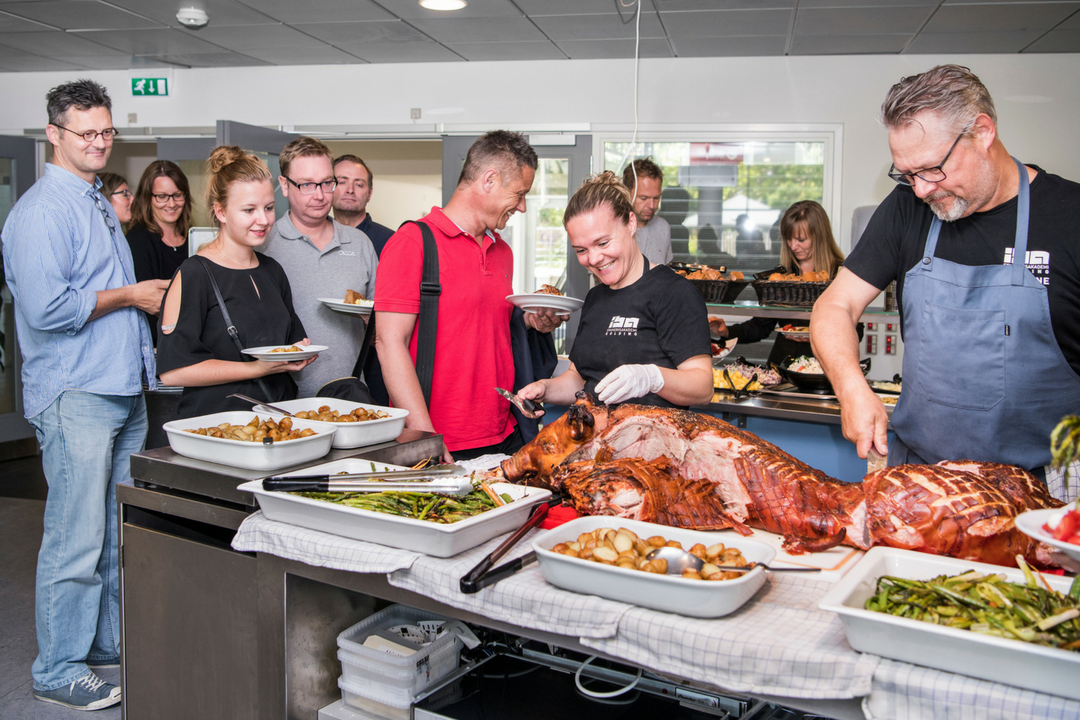 Employees at IBA celebrated the big, happy news with a joint lunch, where they received whole-roasted pig.